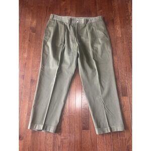 Bills Khakis M1P Original Twill Pleated Cuffed Green Relaxed Fit 44x30